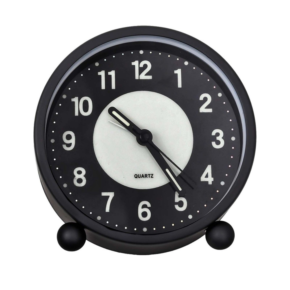 Black Silent Bedside Alarm Clock Non Ticking Glow-in-the-Dark Bedroom — image 10