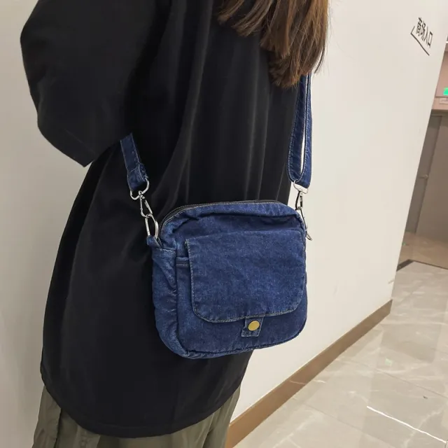 Fashion Personality Girl Denim Small Square Bag Blue - Shop at LoveMi