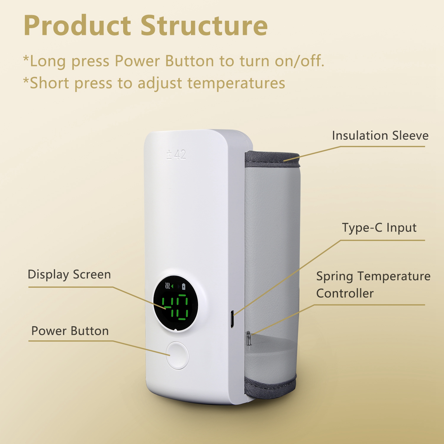 1Pc Portable Bottle Warmer Baby Milk Warmer Milk Formula Warmer For Travel With 6 Heating Levels USB Rechargeable Keep Milk Warm For 5 Hours No Bottle Included — foto 2