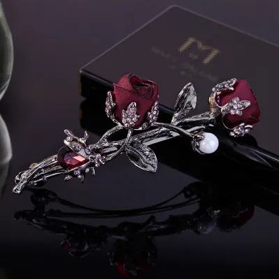 Creative Alloy Rose Rhinestone Hair Clip Redplusred3 - Shop at LoveMi