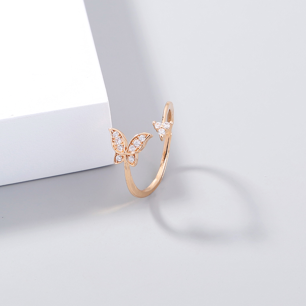 Butterfly Sparkly Zircon Open Adjustable Ring