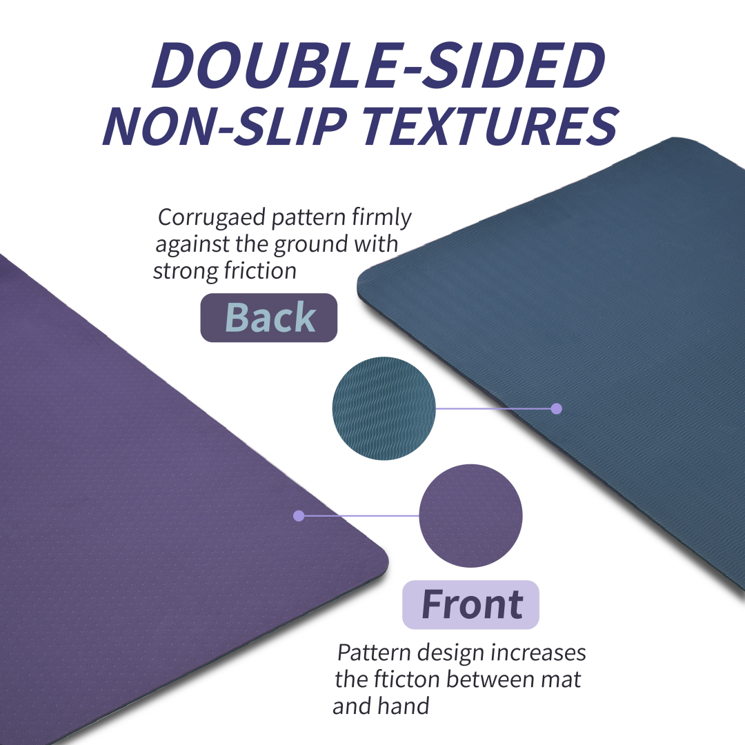 Yoga Mat, Exercise Yoga Mat With Non-Slip Design, Professional TPE Exericise Mat, 72 X 24 Multi-Purpose Workout Mat For Women, Pilates Fitness And Floor Exercises