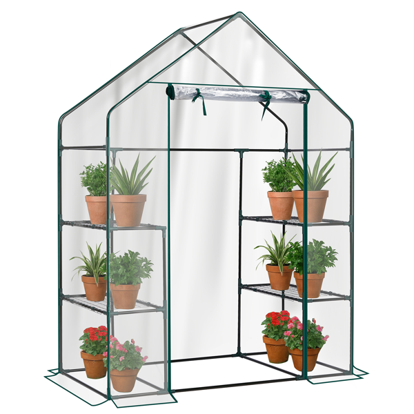 Mini Walk-in Greenhouse With PVC Cover, 4-Shelf Indoor Outdoor Plant Gardening Green House For Garden Backyard, 56inch X 29inch X 77inch, Transparent — foto 10