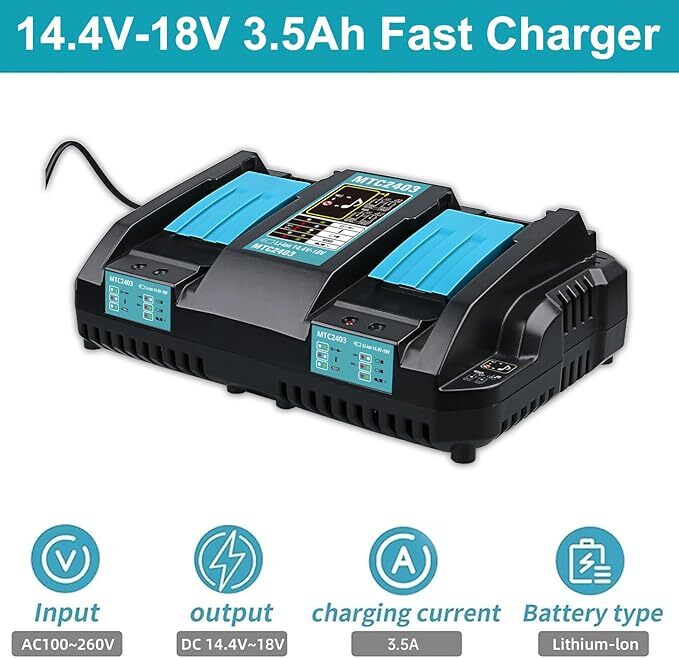 Doppel-Schnellladegert Fr  18V Li-Ion-Akkus BL186BL1830BL1850, BL1840 DE