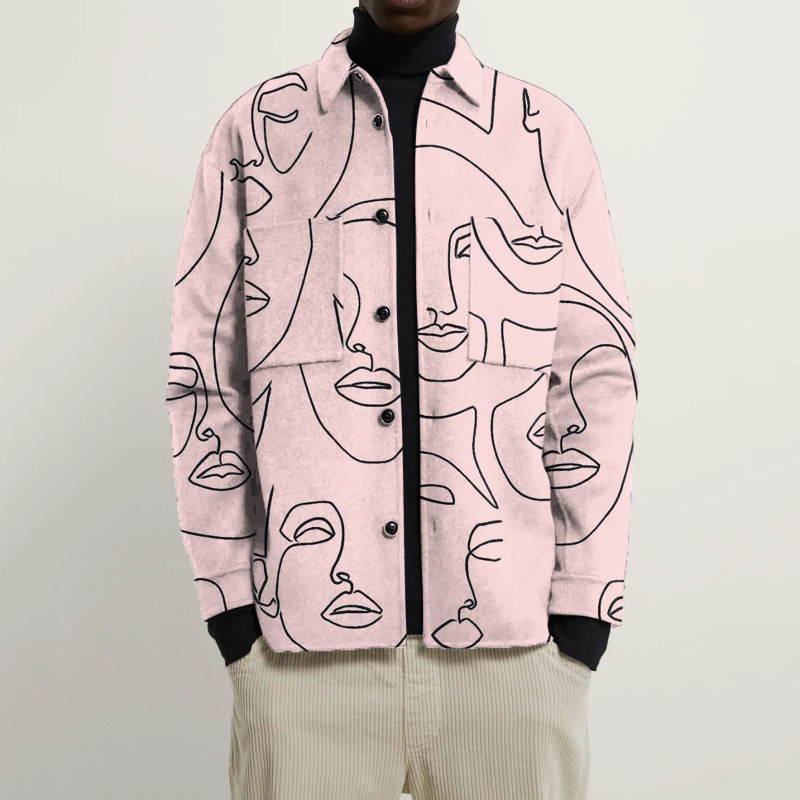  Explosive Autumn Printed Lapel Men's Jacket Top