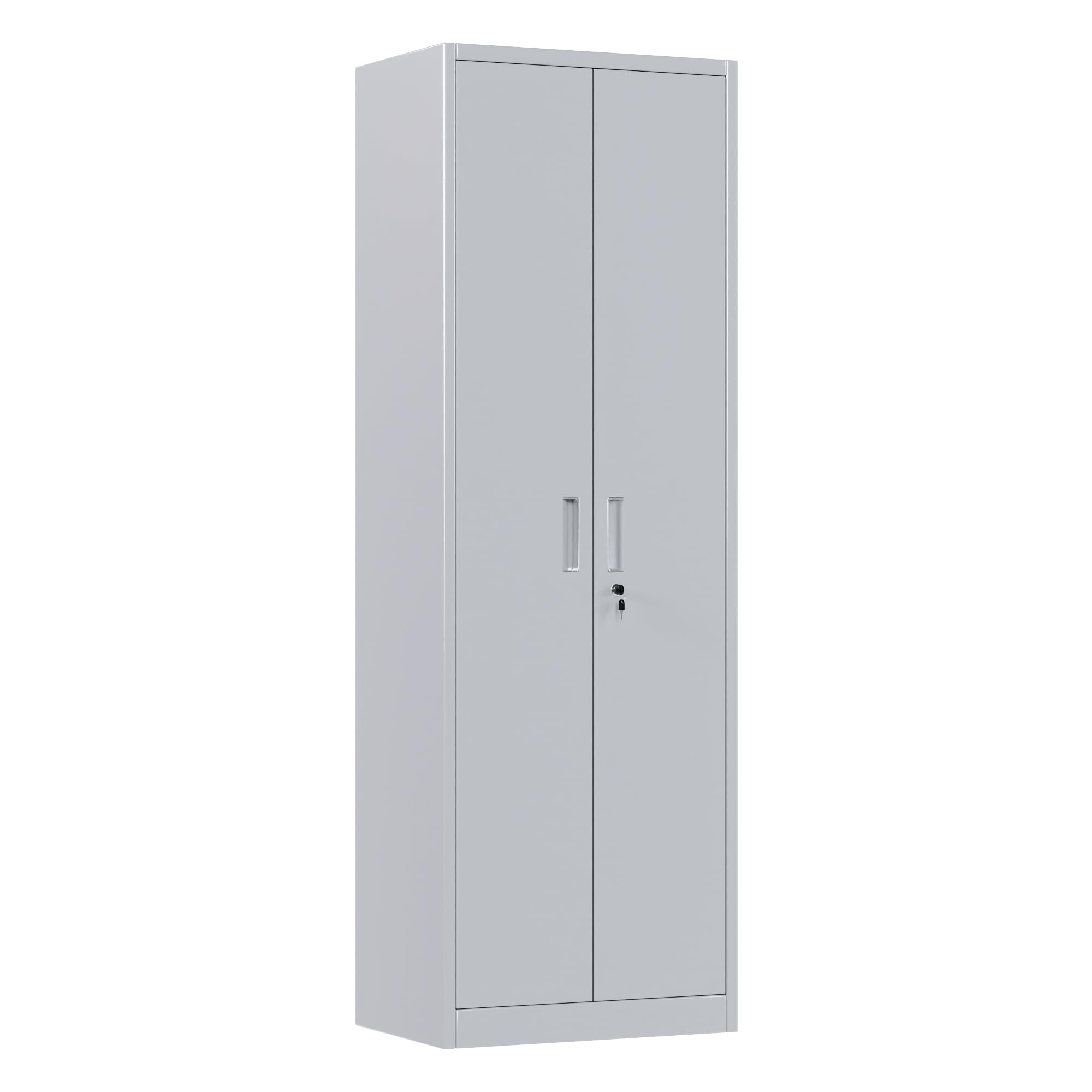 Metal Narrow Garage Storage Cabinet, Lockable Narrow Steel Storage Cabinet With 4 Adjustable Shelves For Garage, Office, Home, Assembly Required, Gray