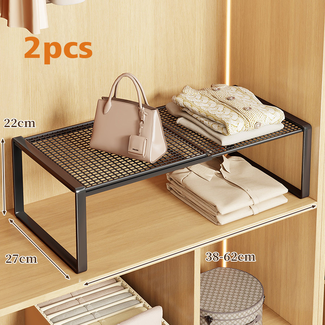 Extendable Wardrobe Tiered Shelves, Storage Rack,cabinet — image 8