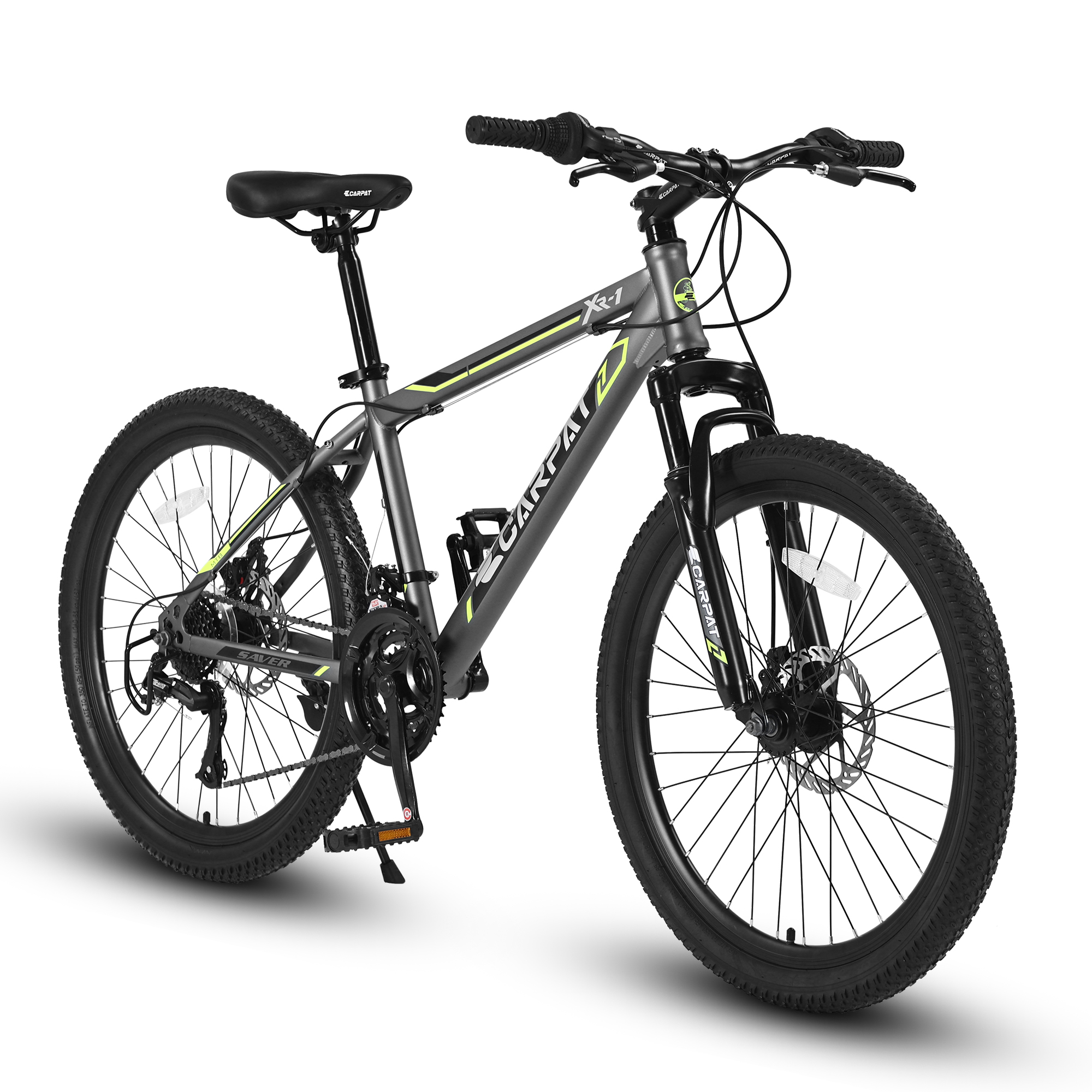 S24102 24 Inch Mountain Bike Boys Girls, Steel Frame, Shimano 21 Speed Mountain Bicycle With Daul Disc Brakes And Front Suspension MTB