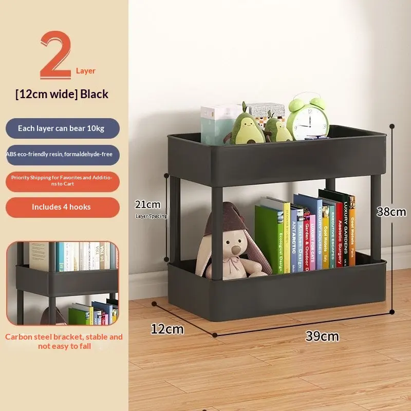 12cm Black-2 Layerdesktop VersionSmall Cart Storage Rack