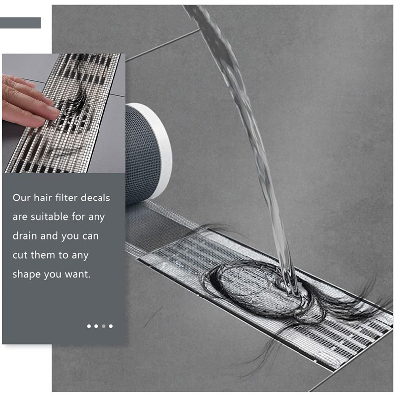 2-Pack 5cm X 7m Bathroom Drain Hair Catcher, Waterproof Shower Floor Mesh Tape, Kitchen Sink Strainer Sticker, Insect Clog Prevention 7