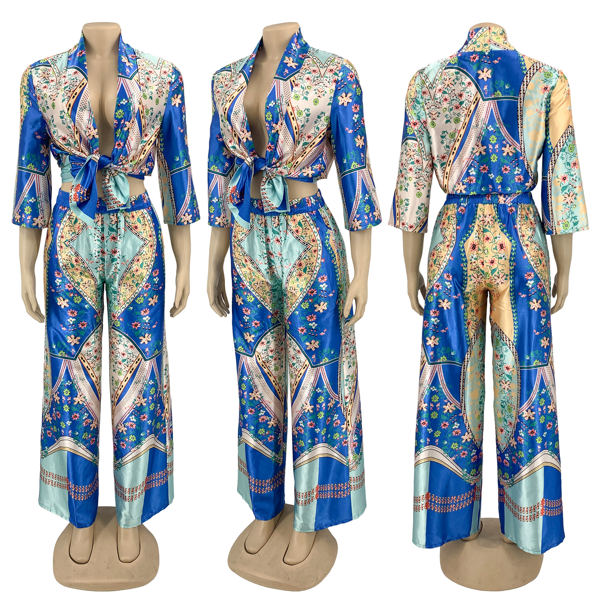 Women's Casual Homewear Set Satin Kimono