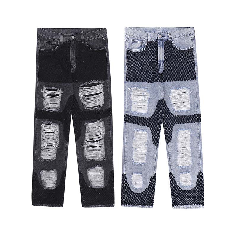 Title 5, Heren casual jeans met losse pasvorm en decorat...