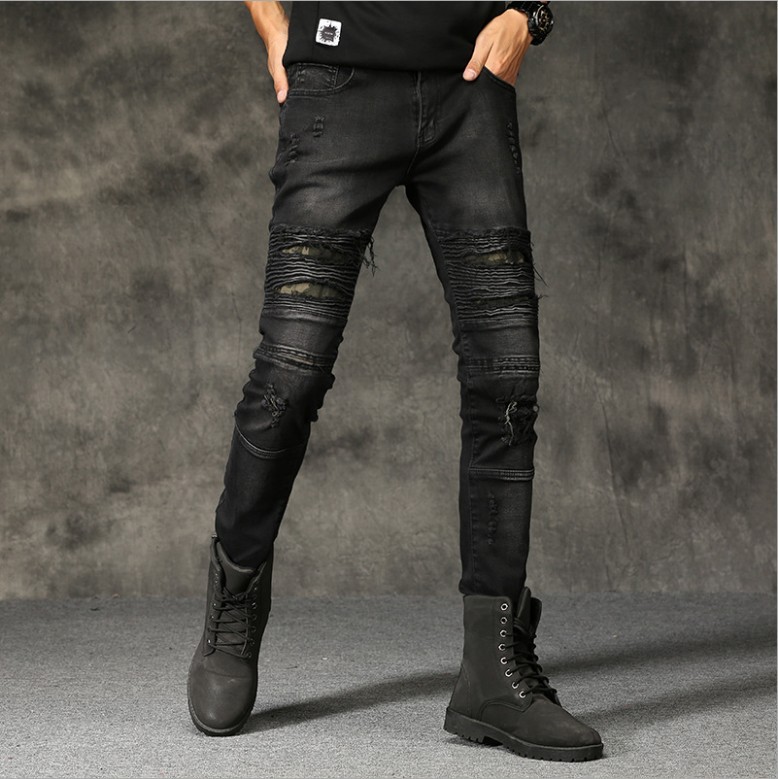 Title 4, Jeans strappati da uomo slim fit versatile tend...