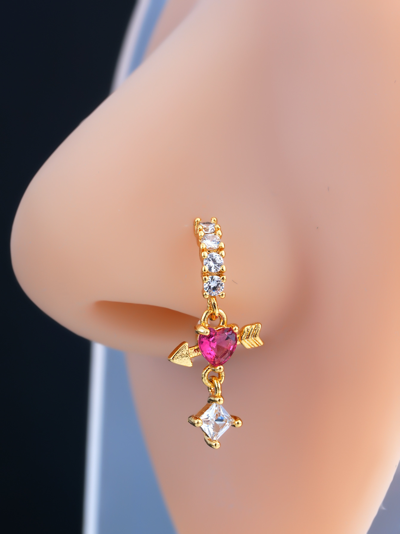 Flower Triangular Heart Butterfly Nose Nail thumbnail 4