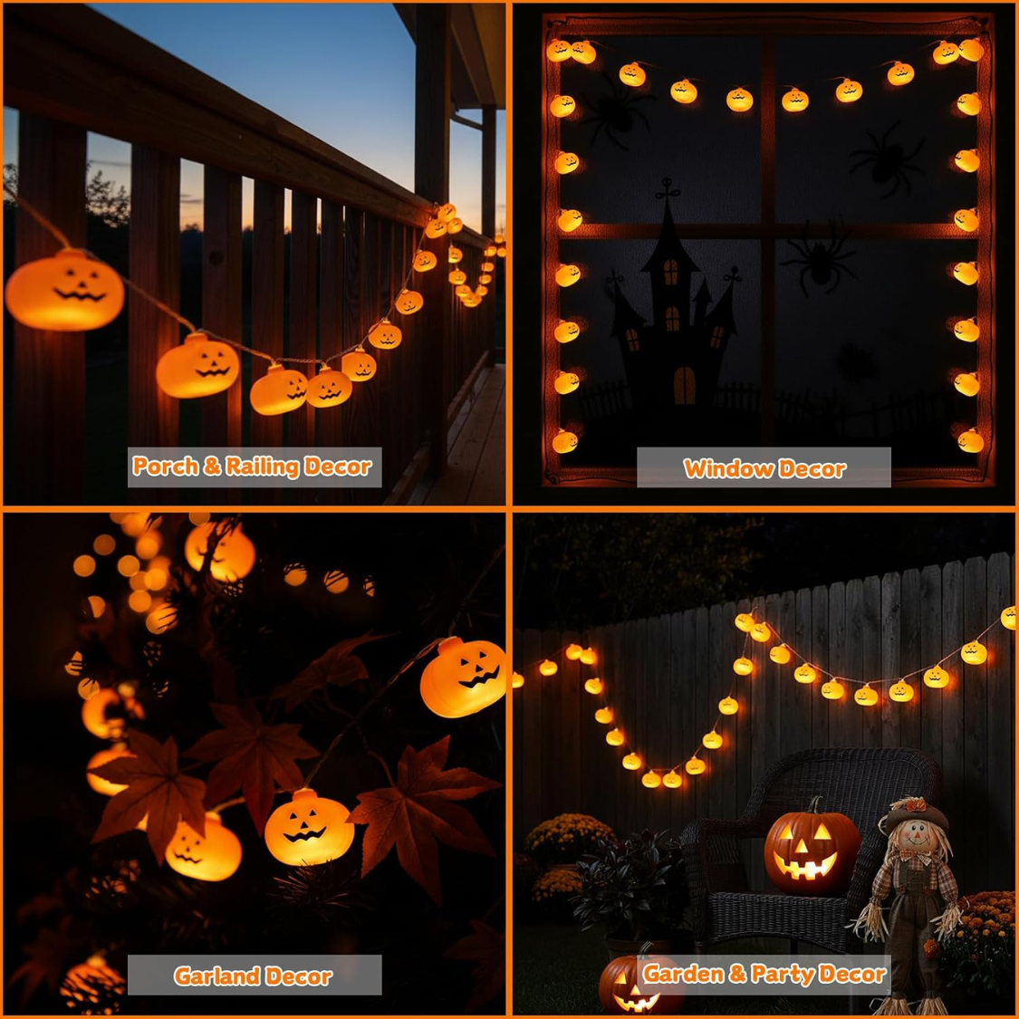 Decorations Pumpkin String Lights  20 LED 10 FT 3D Cute Waterproof — foto 2