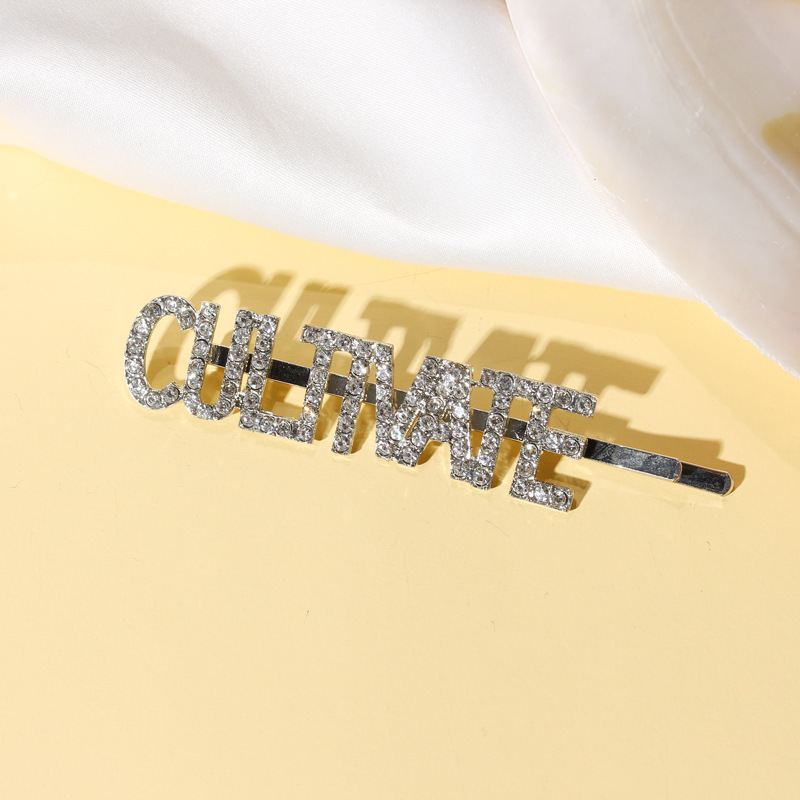 Korean English Rhinestone Letter Hairpin