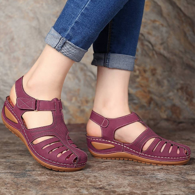 Title 2, Damen Plus Size Retro Sandalen mit runder Zehen...