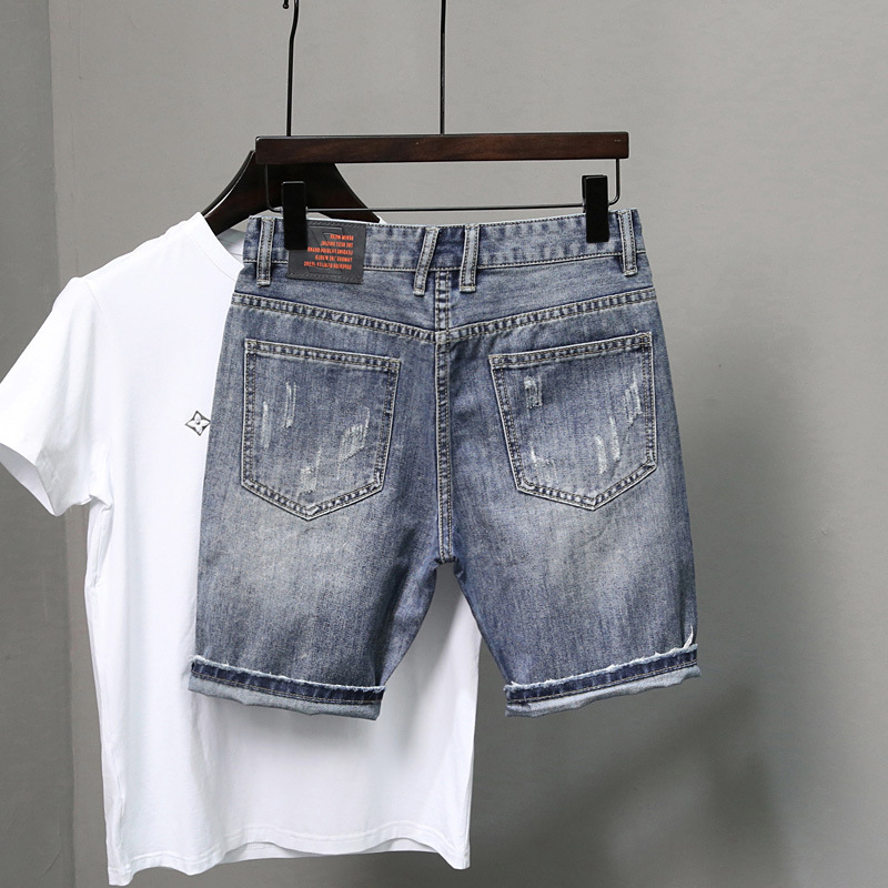 Title 5, ClipsePrinted Denim Shorts Men