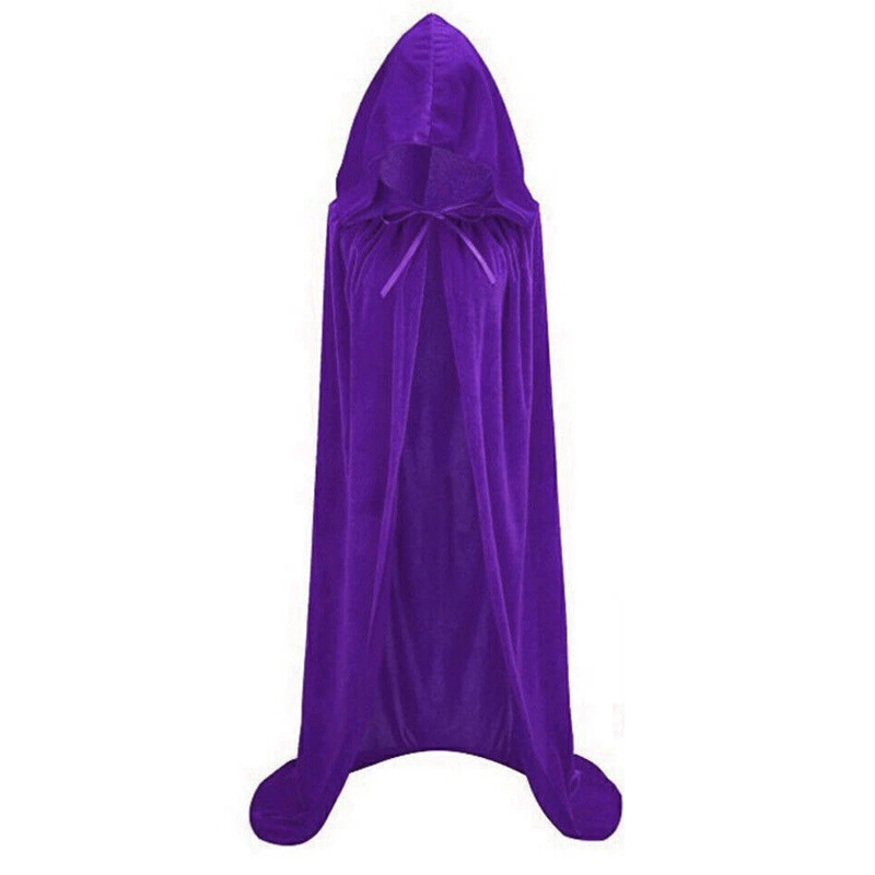 Halloween Hooded Velvet Cloak Robe Medieval Witchcraft Cape Vampire Costume — image 7