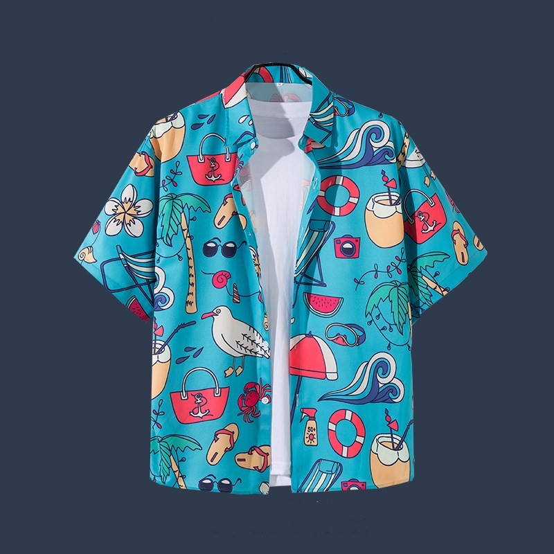 Title 17, Hawaiian Beach Flower Shirt Short Sleeve Mens ...