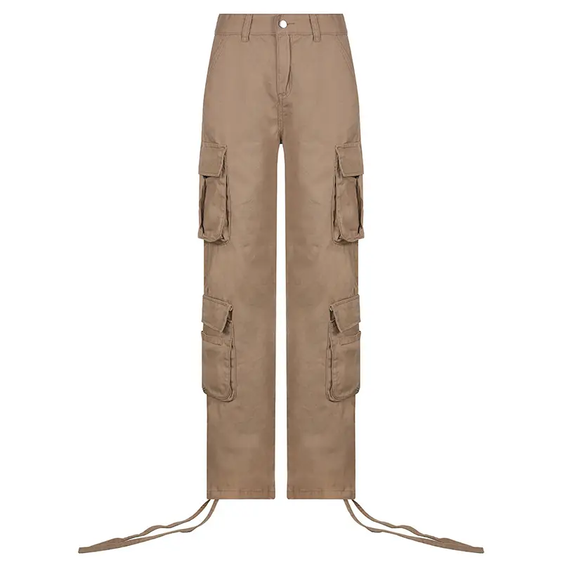 Women's Multi-Pocket Low Rise Cargo Straight Pants