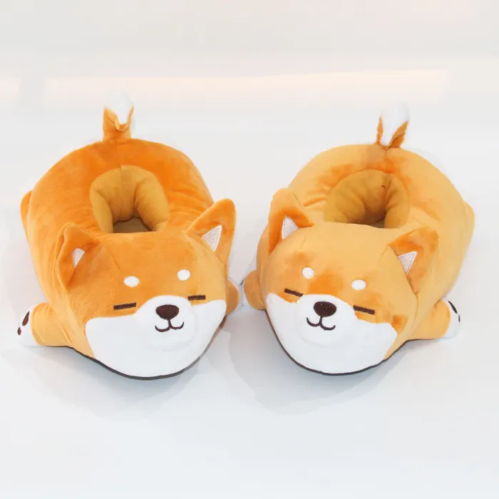 Plush Corgi House Slippers, Cute Warm Animal Slippers for Women and Men (One Size) - detail photo 2