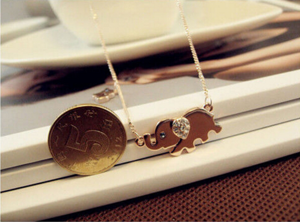 Cute Size Elephant Diamond Family Clavicle Chain