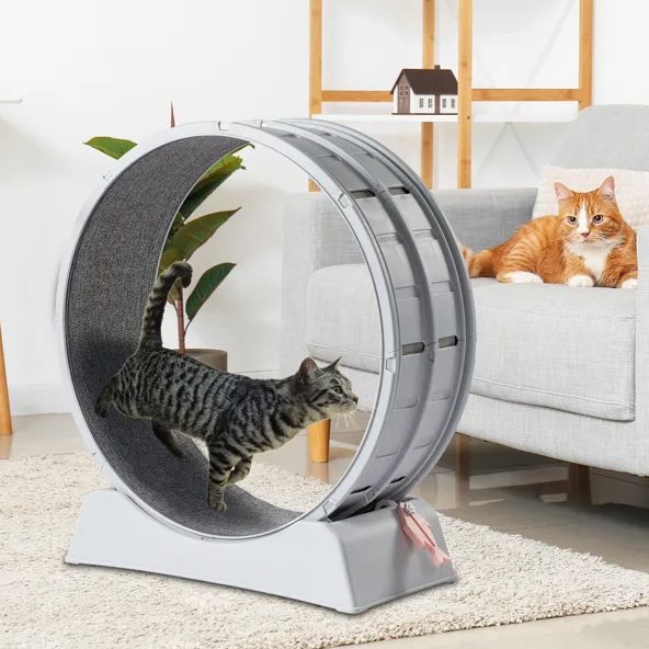 Cat Exercise Wheel, 31 Inch Cat Wheels For Indoor Cats, Cat Treadmill Wheel Exerciser With Carpeted Runway