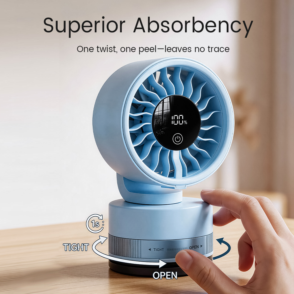 4000 MAh High Capacity Suction Cup Fan With Ultra Strong Suction, Can Be Used As A Bathroom Fan Or Car Fan,Features Five Adjustable Speed Settings And An LED Digital Display thumbnail 2