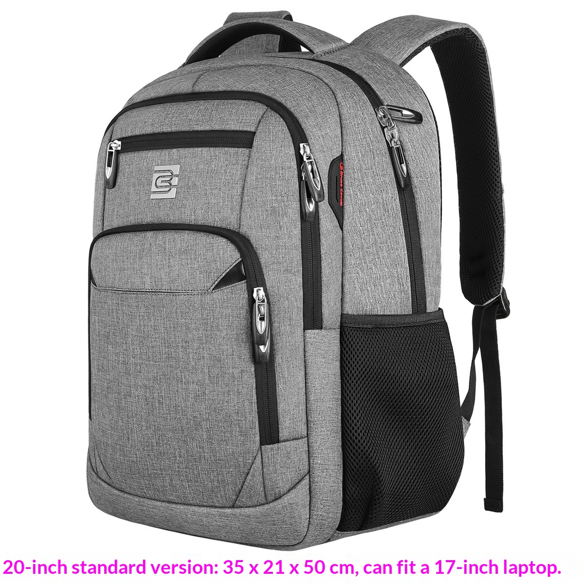 BC Men's Business Backpack Oxford Cloth Waterproof 16 Inch Large Capacity Multifunctional Computer Backpack Student Backpack Women's - Dark Grey Large Edition17-in