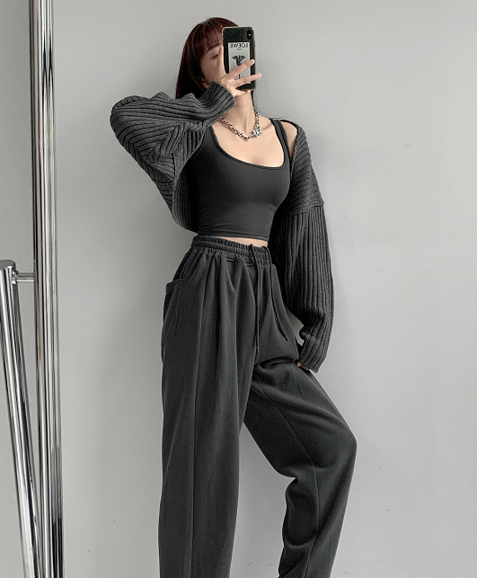 Lazy Outer Cropped Knit Cardigan