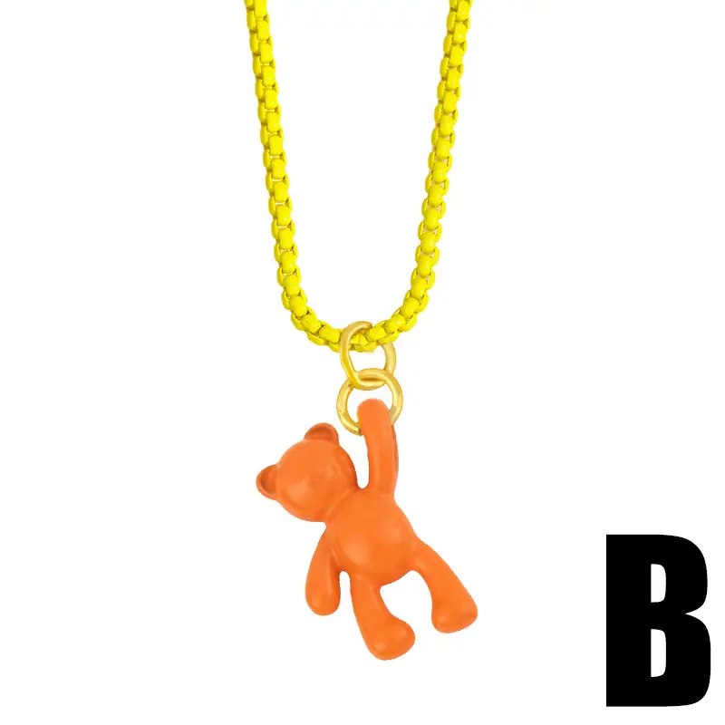 European And American Ins Wind Cute Bear Pendant Clavicle Female Color Dripping Sen Neck Sweater Chain