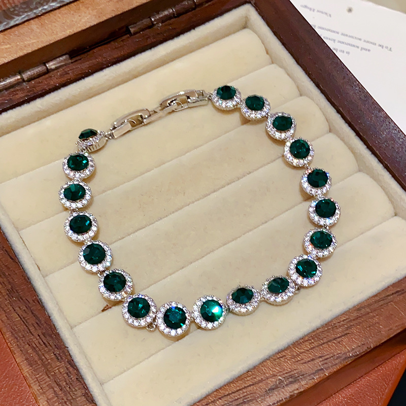 Parisian Oval Zircon Bracelet Premium Elegant Bangle Exquisite French Style Wrist Accessory