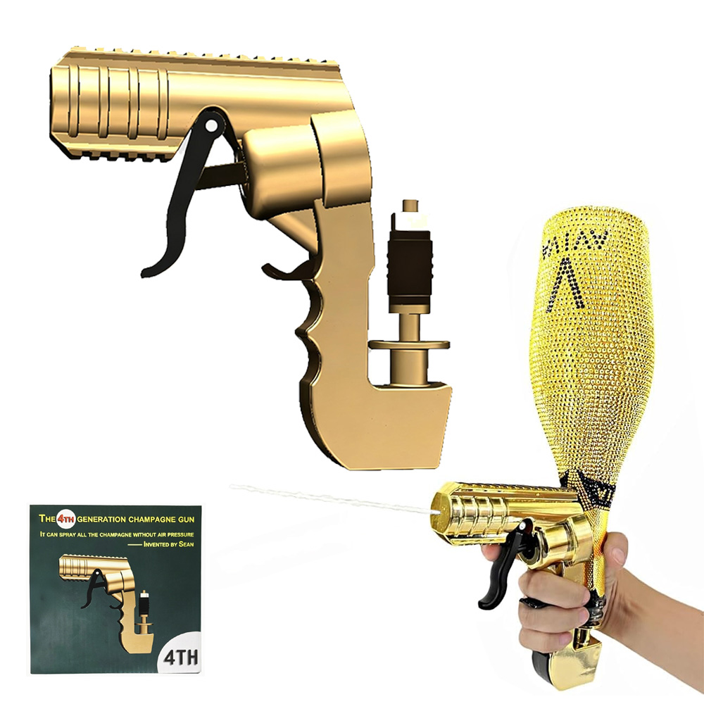 Luxury Gold Champagne Gun Shooter Handheld Wine Dispenser For Wedding Party Club Atmosphere Props Adjustable Bubbly Blaster