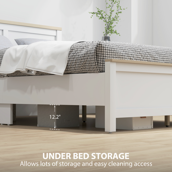 Queen Platform Bed Frame with Headboard and Footboard-12