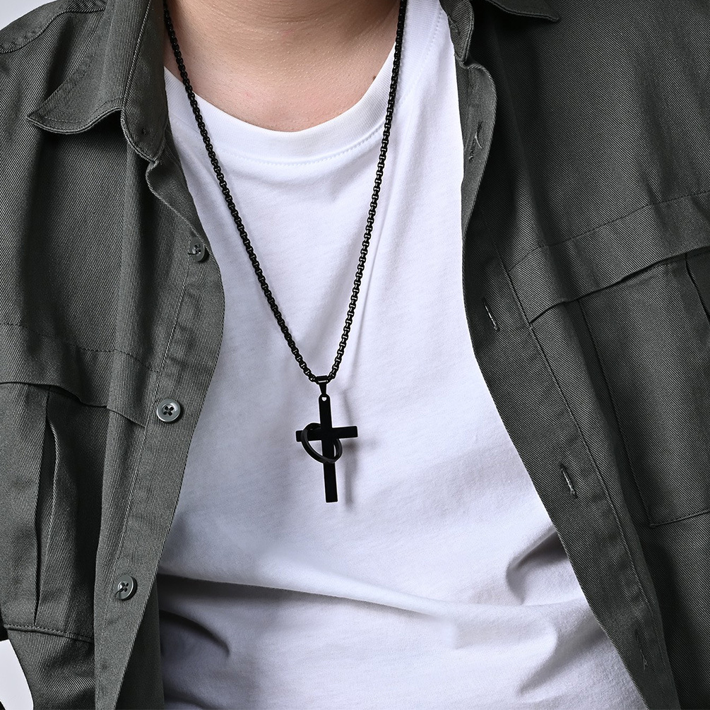 Neutral Style Non-gender Personality Hip-hop Hipster Stainless Steel Cross