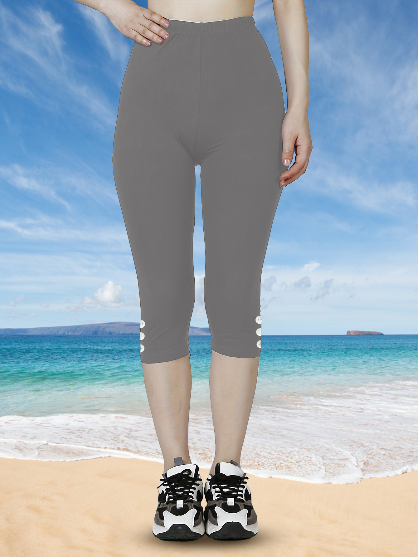 Women High Waisted Capri Leggings, Buttery Soft Yoga Pants, 4-Way Stretch Workout Athletic Cropped Pants For Daily Gym Fitness 2