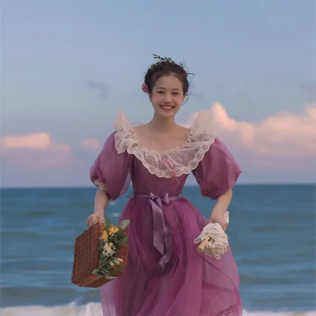French Romantic Court Dress Girl Purple - Shop at LoveMi