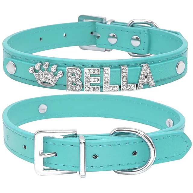 Personalized Cat Collar Rhinestone Puppy Small Dogs Collars Green - Shop at LoveMi