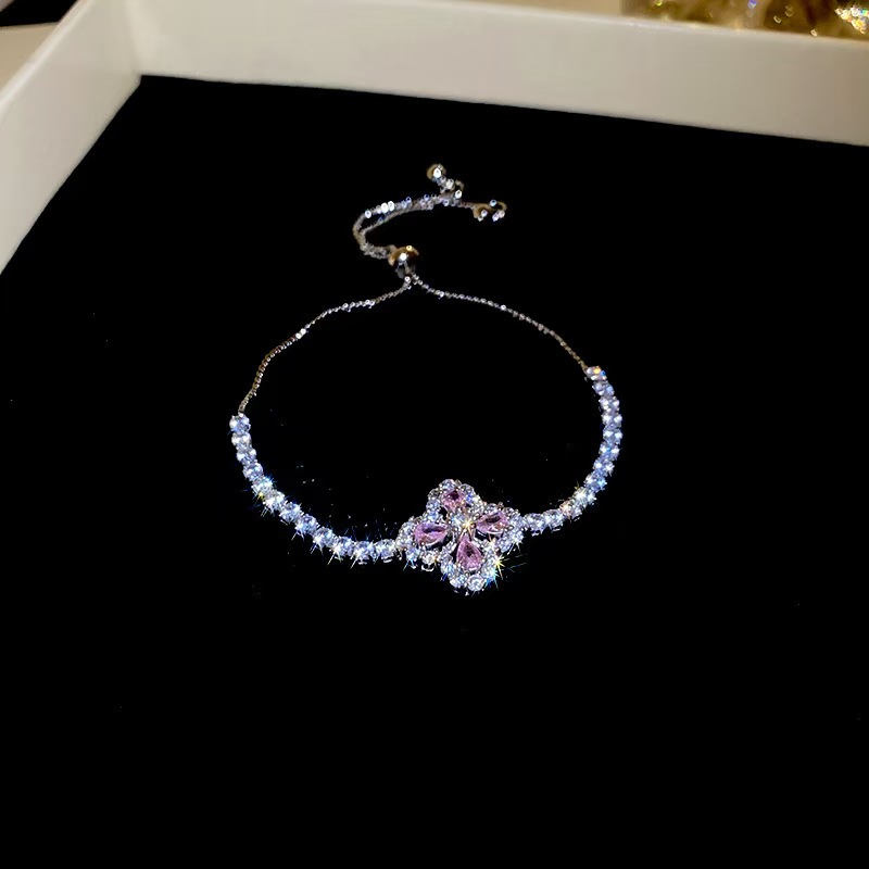 18K Gold Filled Colorful Oval CZ Pull-out Bracelet Luxury Adjustable Wristband Dainty Ladies' Jewelry Gift