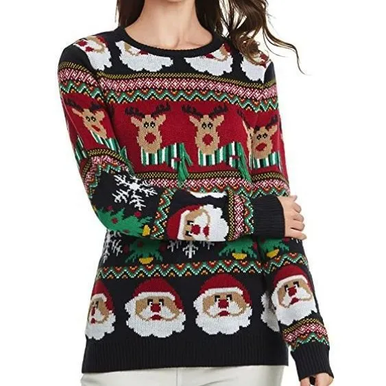 European And American Winter Loose Women's Christmas Sweaters Black - Shop at LoveMi