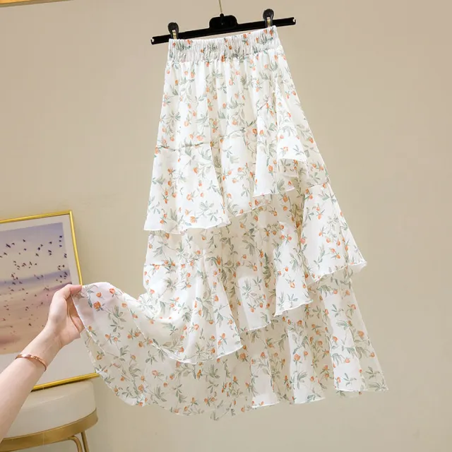 Floral Irregular Ruffle Versatile Cake Dress Floral - Shop at LoveMi