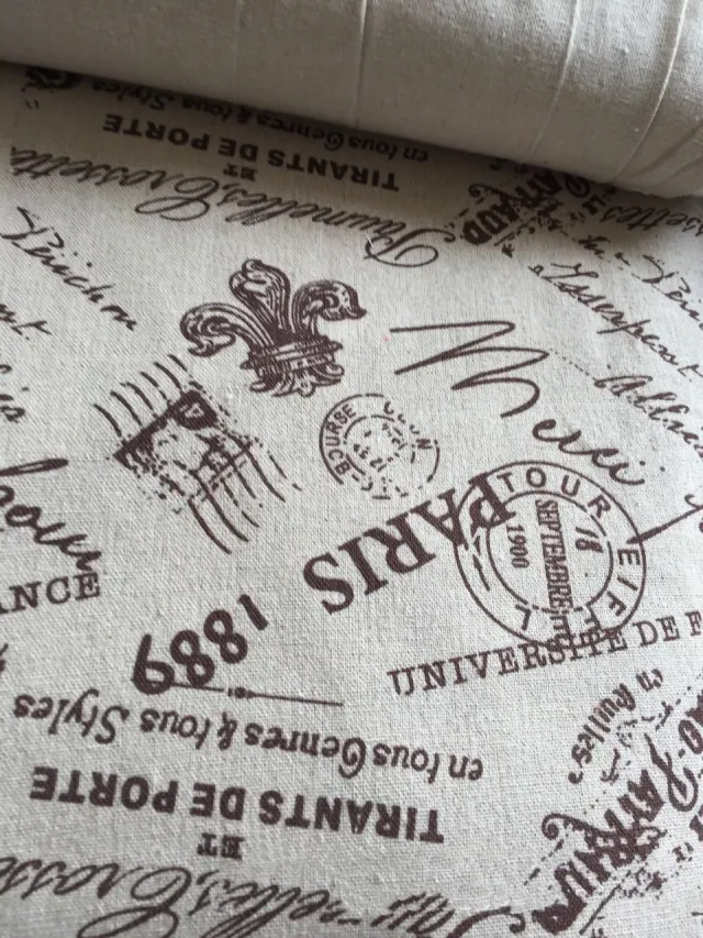 English Monochrome Printed Clothing Luggage Cotton Hemp Cloth 1889Brown - Shop at LoveMi