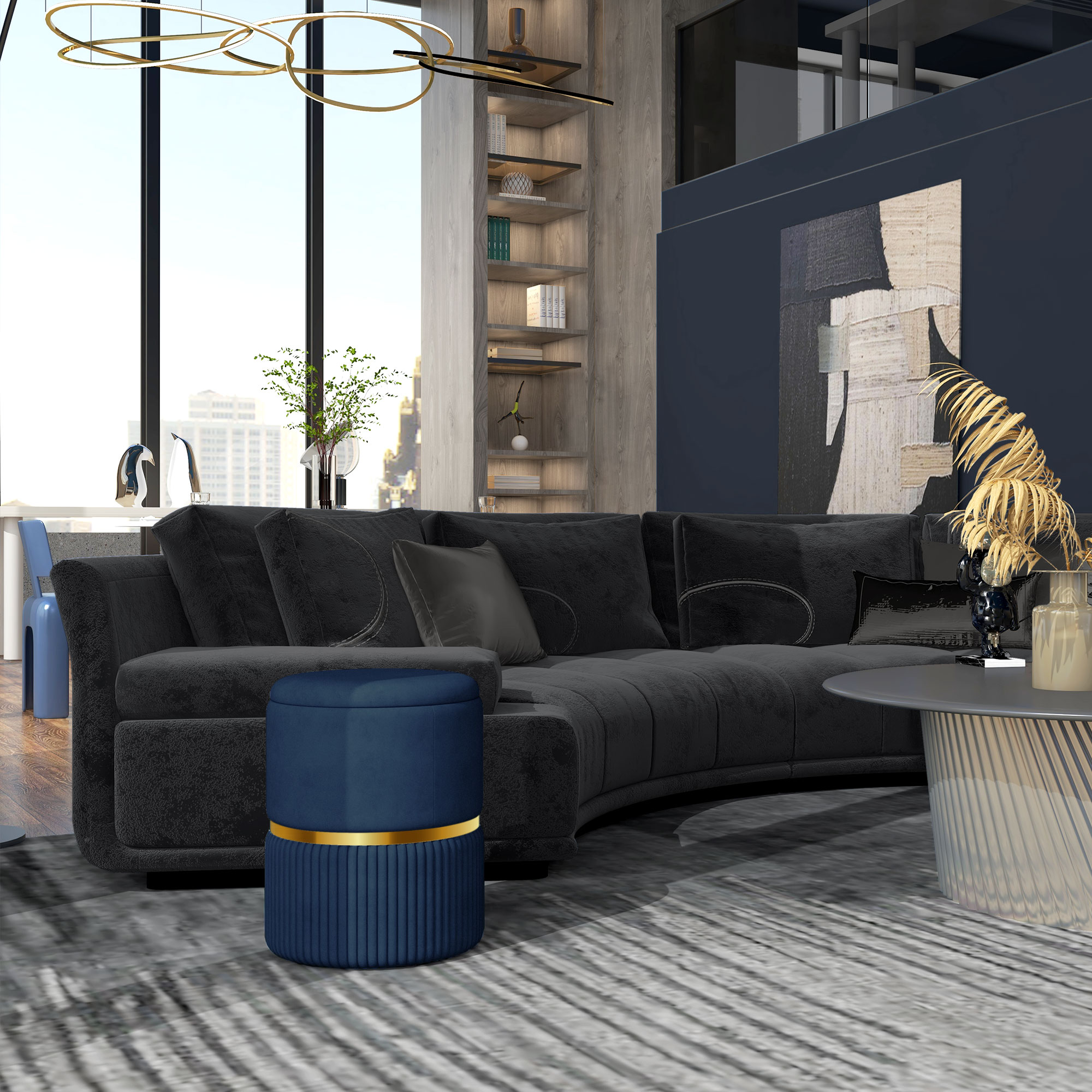 Velvet Texture Storage Footstool — image 6