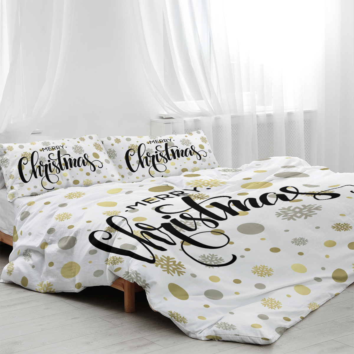 Duvet Cover Set Christmas Theme Merry Christmas Holiday Season Luxury... 2