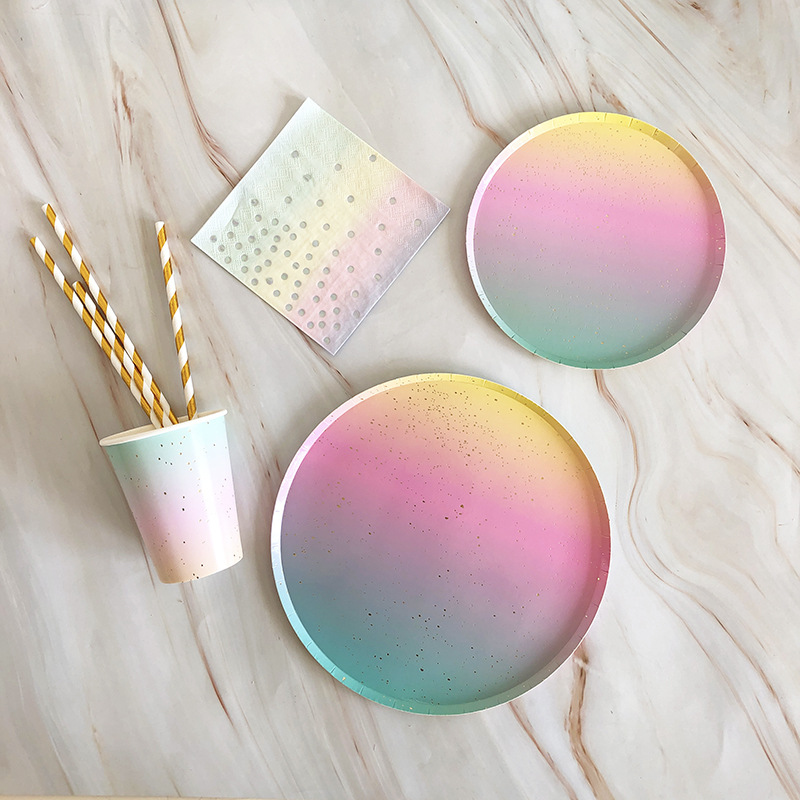 Four piece rainbow plate