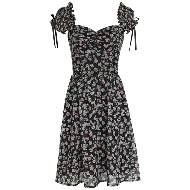 Ladies Floral Short Chiffon Dress
