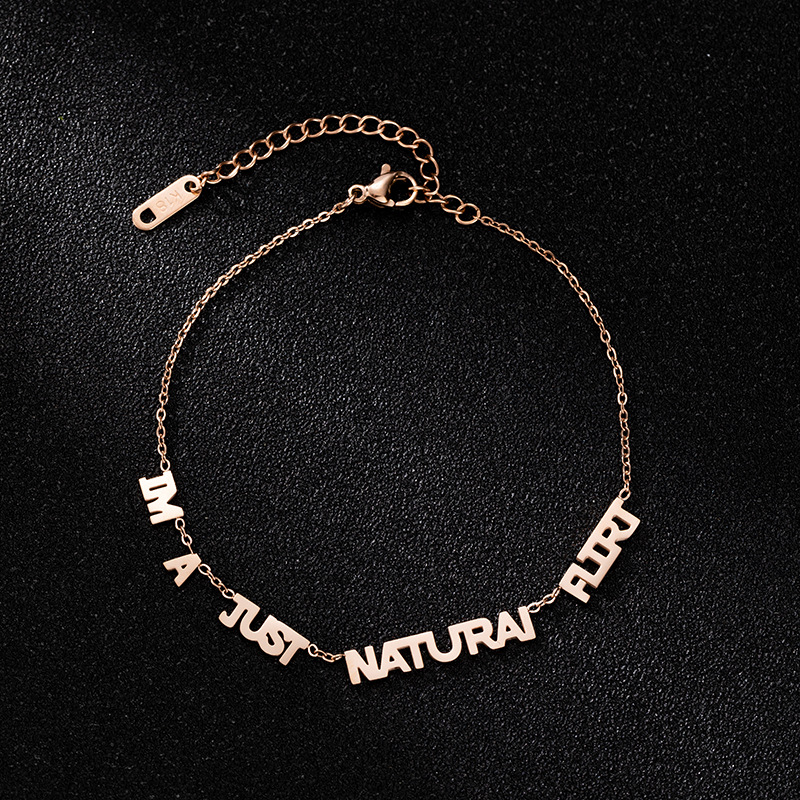 Bone Bone English Nonsense Titanium Steel 18k Rose Gold Plated Bracelet