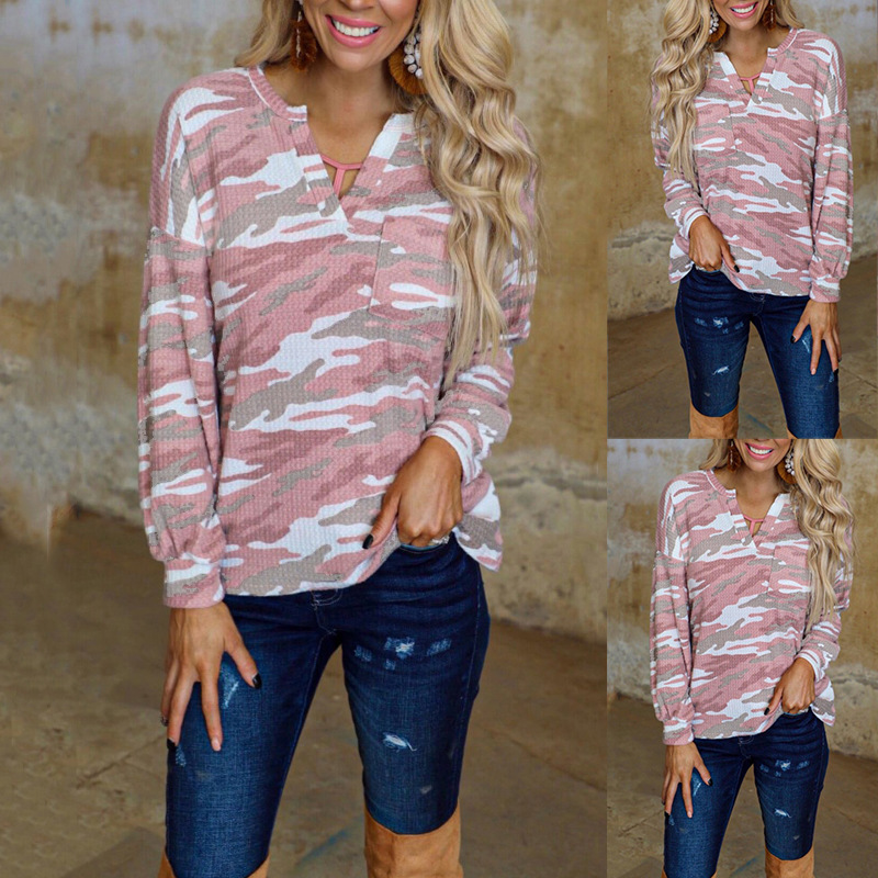 Title 2, Tie-Dye Printed Long-Sleeved V-Neck Pocket Casu...