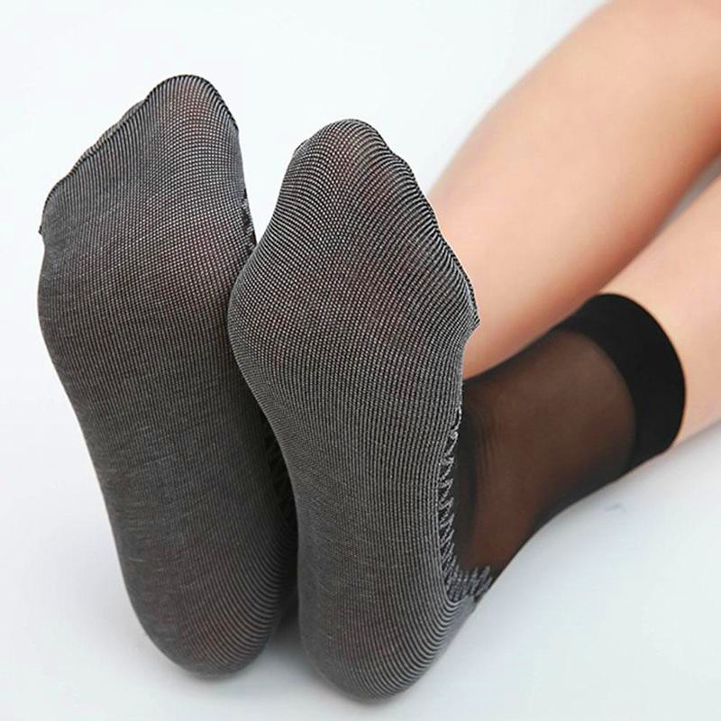 10pairs Thin Silky Sheer Ladies Summer Cotton Silk Socks Women High Ankle Ultra — image 9